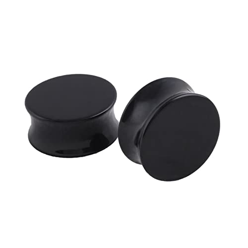 Stfery Ohr Plug Männer 20mm, 2 Stk Ear Plug Acryl Schwarz Plug Ohrringe Damen Schwarze Runde Form von Stfery