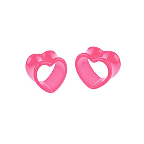 Stfery Ohr Plug Männer 6mm, 2 Stk Ear Tunnel Acrylic Set Rosa Ear Plug Tunnel Hohle Herzform von Stfery