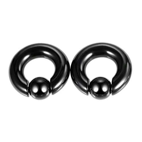 Stfery Ohr Plug Tunnel 10mm, 2 Stk Tunnel Plug Edelstahl Schwarz Plug Ohrringe Damen Reifen Mit Runder Kugel von Stfery