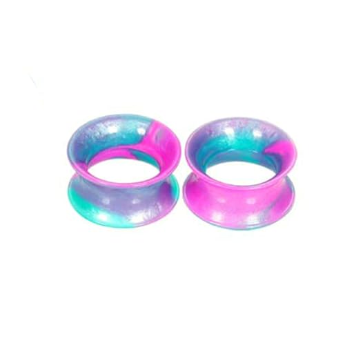 Stfery Ohr Plug Tunnel 12mm, 2 Stk Tunnel Piercing Silikon Rosa Grün Rosa Und Grün Reifen Ohrringe Herren Tunnel von Stfery