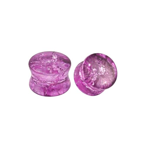 Stfery Ohr Tunnel 12mm, 2 Stk Glass Ear Plugs Lila Rund Form Damen Ohrringe Tunnel von Stfery