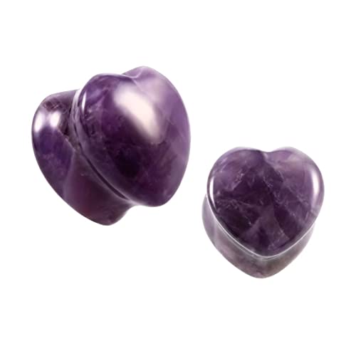 Stfery Ohrringe Plugs Damen 14mm, 2 Stk Ohr Tunnel Stein Lila Ear Plug Tunnel Lila Herz Stone von Stfery