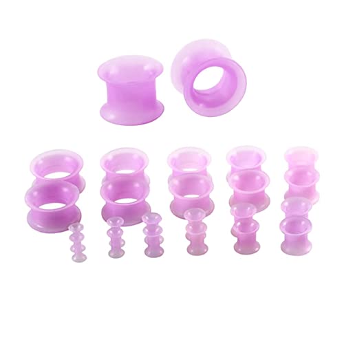 Stfery Ohrringe Plugs Damen 20mm, 22 Stk Tunnel Silikon Lila Ear Plug Tunnel Multi Größen Reifen Lila von Stfery