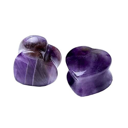 Stfery Ohrringe Plugs Damen 8mm, 2 Stk Ohr Tunnel Stein Lila Damen Plug Ohr Lila Herz Stone von Stfery