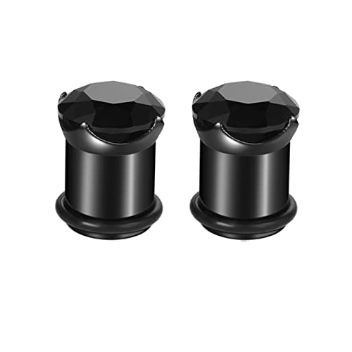 Stfery Ohrringe Plugs Männer 16mm, 2 Stk Ohr Plugs Chirurgenstahl Schwarz Ohrringe Plugs Damen Mit Schwarzem Zirkon von Stfery