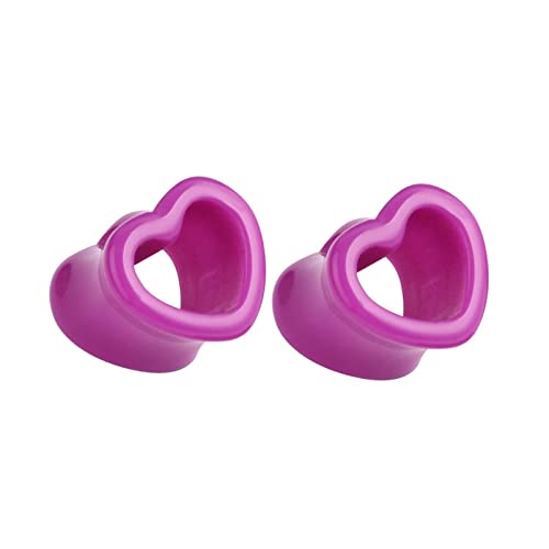 Stfery Ohrringe Plugs Männer 6mm, 2 Stk Flesh Tunnel Acryl Lila Damen Ohrringe Tunnel Lila Herzform von Stfery