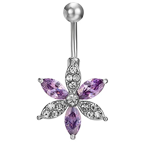 Stfery Piercing Bauchnabel Blume, Piercing Bauchnabel Lila Kupfer Bauchnabelpiercing 17MM Schmuck Damen von Stfery