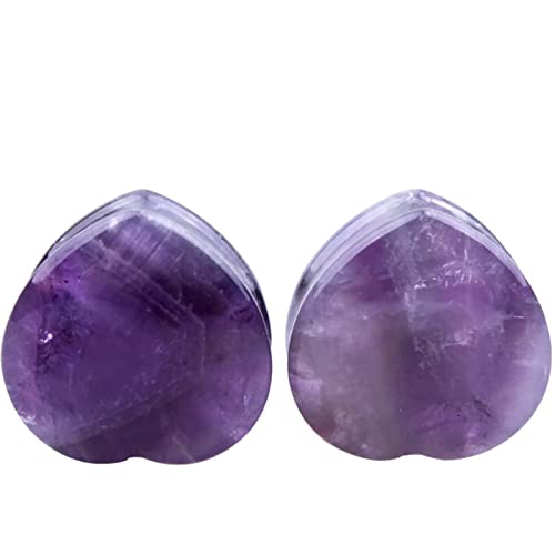 Stfery Plug Ohrringe Damen 8mm, 2 Stk Ohr Tunnel Stein Lila Ear Plug Tunnel Pfirsichherz Mit Amethyst von Stfery