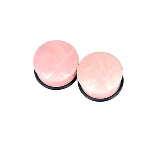 Stfery Plugs 14mm, 2 Stück Ohr Tunnel Stein Rosa Rosa Stein Mit Leder Kreis Ohr Plug Herren von Stfery