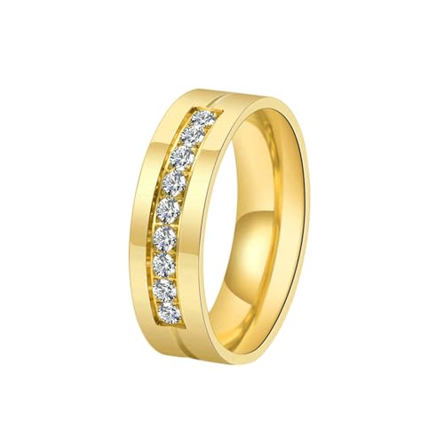 Stfery Ring Edelstahl Damen, 6mm Ringe Gold Rille Verlobungsring Damen von Stfery