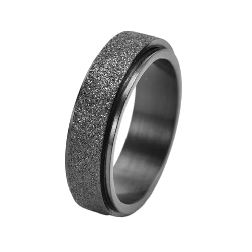 Stfery Ring Edelstahl Herren, 6mm Schwarz Ringe Matter Spinner Verlobungsringe Herren von Stfery