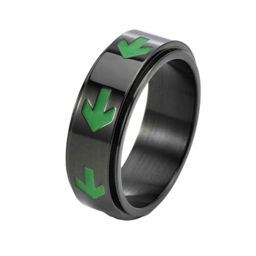 Stfery Ring Edelstahl Herren, 8mm Ring Schwarz Glow In The Dark Arrow Spinner Verlobungsringe Herren von Stfery