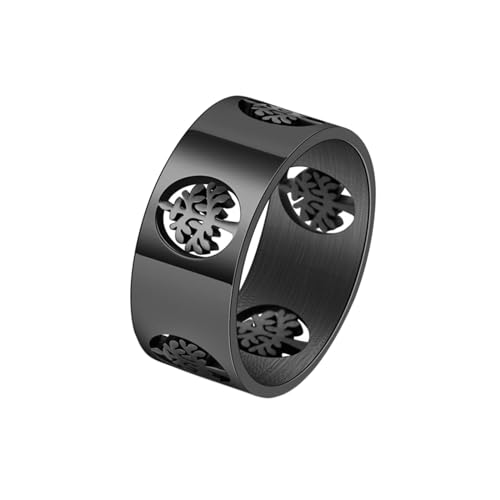 Stfery Ring Edelstahl Herren, 8mm Ringe Schwarz Hohler Baum Hochzeitsringe Herren von Stfery