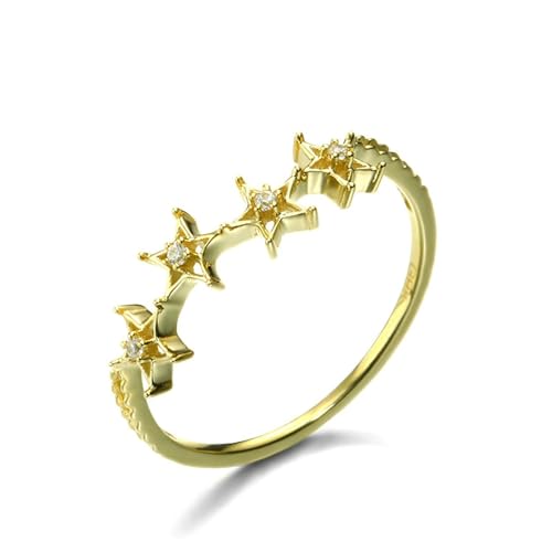 Stfery Ring Gold 18 Karat Ringe für Damen Rund Diamant Ring Damen von Stfery