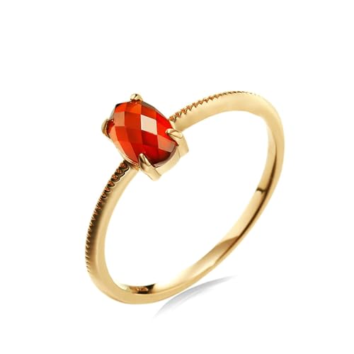 Stfery Ring Rose Gold Echt Ring für Frauen Oval Rot Granat Ehering für Frauen von Stfery