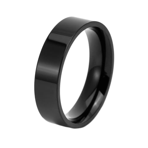 Stfery Ring Titan, 6mm Schwarz Ringe Herz Poliert Hochzeitsringe Herren von Stfery