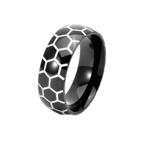 Stfery Ring Titan, 8mm Schwarz Ringe Football Pattern Glow In The Dark Hochzeitsring Herren von Stfery