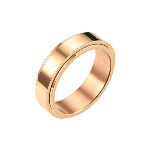 Stfery Ring Titan Carbon, 6mm Roségold Ringe Spinner Ring Einfach Poliert Breite 6mm Verlobungsring Herren von Stfery