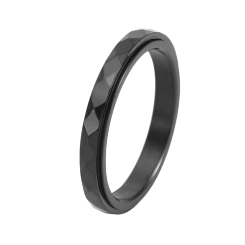 Stfery Ring Titan Damen, 3mm Ringe Schwarz Geometrisch Spinnerringe Hochzeitsring Damen von Stfery