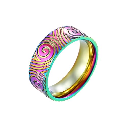 Stfery Ring Titan Herren, 8mm Ring Mehrfarbig Whirlpool Pattern Breit 8mm Verlobungsring Mann von Stfery