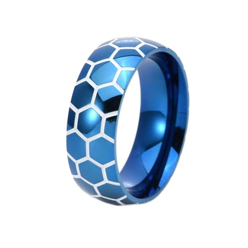 Stfery Ring Titan Herren, 8mm Ringe Blau Football Pattern Glow In The Dark Verlobungsring Mann von Stfery