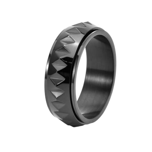 Stfery Ring Titan Mann, 8mm Ring Schwarz Dreieckform Spinner Verlobungsringe Herren von Stfery