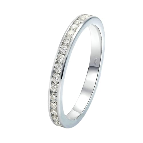Stfery Ring Weissgold 750 Ring für Damen 0.015ct Rund Erstellt Diamant Ringe Damen Nickelfrei von Stfery