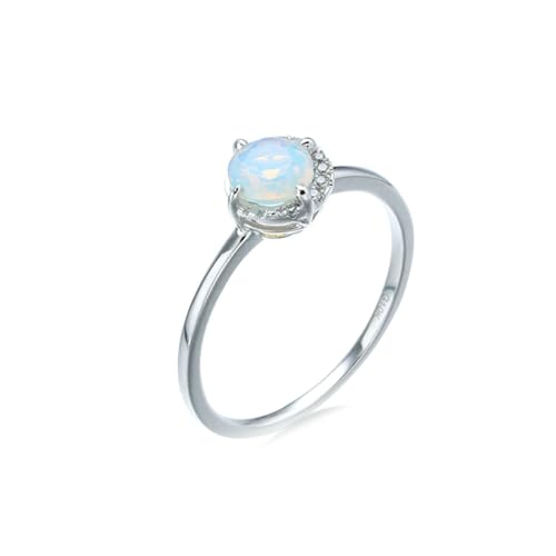 Stfery Ring Weissgold 750 Ring für Damen Rund Geschaffener Opal Partnerring Damen von Stfery