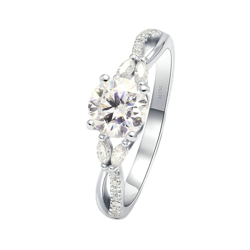 Stfery Ring Weissgold Damen Ringe für Frauen 1ct Rund Erstellt Diamant Ring Verlobung Damen von Stfery