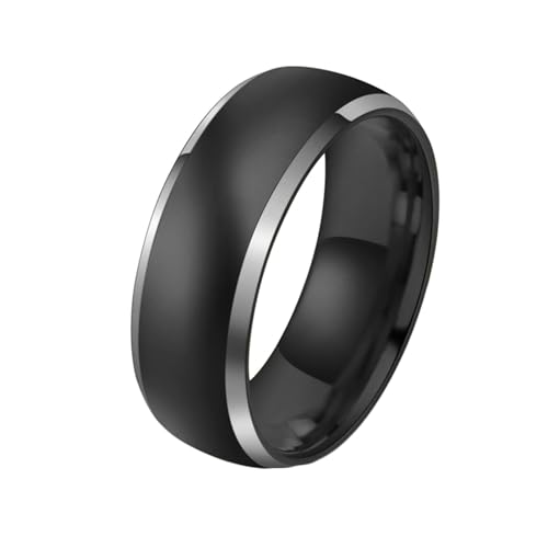 Stfery Ringe Wolfram Herren, 8mm Ringe Schwarz Einfach Verlobungsring Mann von Stfery