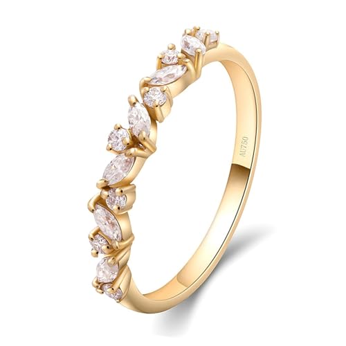 Stfery Rose Gold Ring Damen 585 Ringe für Frauen Rund Moissanit Ring Verlobung Damen von Stfery