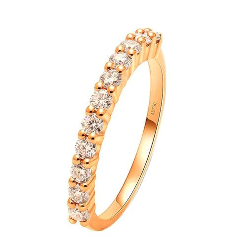 Stfery Rosegold Ring Damen Echt Ring für Frauen 0.03ct Rund Diamant Partnerring Damen von Stfery