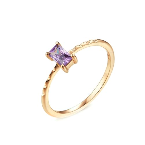 Stfery Rosegold Ringe 585 Ring für Frauen Rechteckig Amethyst Ehering für Frauen von Stfery