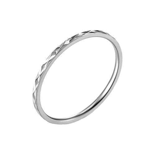 Stfery Titanring Damen, 1.2mm Silber Ringe Thin Geometrisch Rhombus Breit 1.2mm Hochzeitsring Damen von Stfery