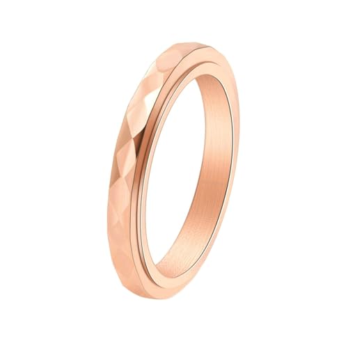 Stfery Titanring Damen, 3mm Roségold Ring Geometrisch Spinnerringe Hochzeitsring Damen von Stfery