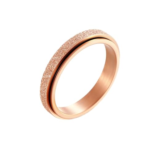 Stfery Titanring Mann, 4mm Roségold Ringe Spinner Ring Simple Frosted Breit 4mm Hochzeitsringe Herren von Stfery