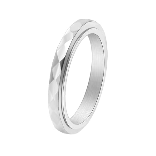 Stfery Titanringe Damen, 3mm Silber Ringe Geometrisch Spinnerringe Hochzeitsring Damen von Stfery