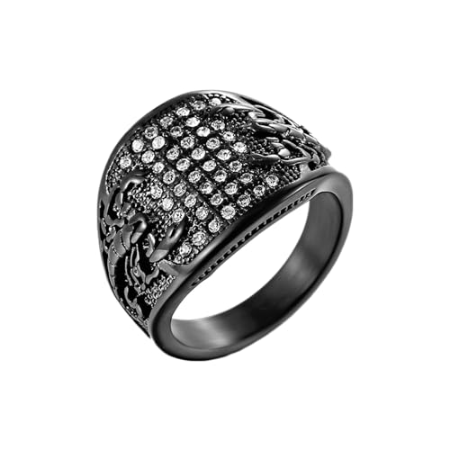 Stfery Titanringe Herren, 17.1mm Schwarz Ring Breiter Ring Skorpion Zirkon Verlobungsringe Herren von Stfery