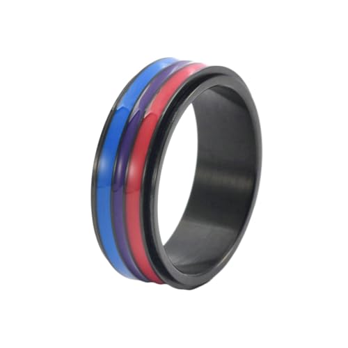 Stfery Titanringe Herren, 8mm Schwarz Ringe Regenbogen Spinner Verlobungsring Herren von Stfery