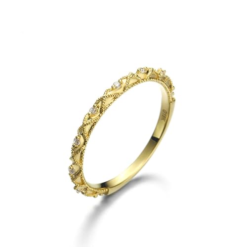 Stfery Trauringe 14 Karat Ringe für Frauen Rund Zirkonia Ring für Damen von Stfery