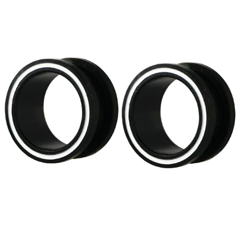 Stfery Tunnel 10mm, 2 Stück Edelstahl Ohr Plugs Schwarz Einfach Reifen Ohrringe Plugs Damen von Stfery