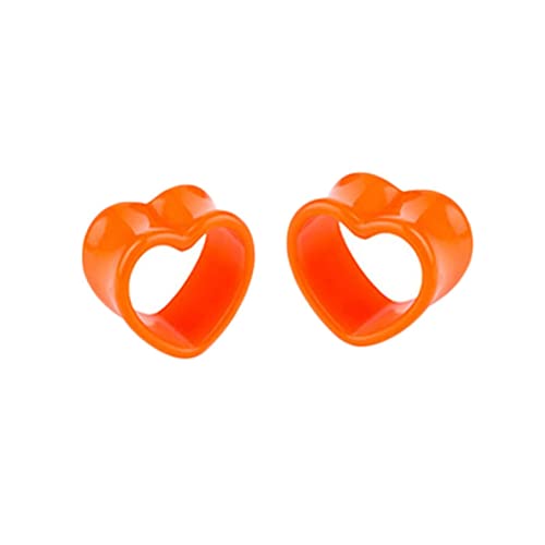 Stfery Tunnel Ohrringe Herren 8mm, 2 Stk Ear Plug Acryl Orange Plug Ohrringe Damen Hohle Herzform von Stfery