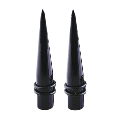 Stfery Tunnel Plug Ohr 12mm, 2 Pcs Ear Tunnel Acrylic Set Schwarz Schwarz Kegel Plug Ohrringe Damen von Stfery