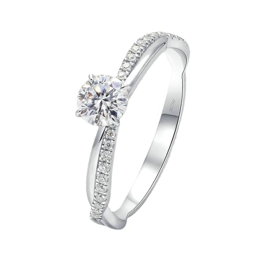 Stfery Weißgold Ring 585 Ehering Ringe für Damen 0.5ct Rund Erstellt Diamant Verlobungsring Damen von Stfery