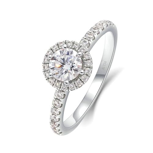 Stfery Weissgold Ring Damen 585 Ring für Damen 0.4ct Rund Moissanit Ring Damen Verlobungsring von Stfery