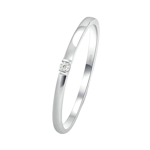 Stfery Weißgold Ring Damen 750 Ring für Frauen 0.015ct Rund Diamant Verlobungsring Damen von Stfery