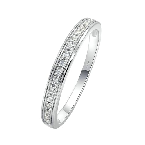 Stfery Weißgold Ring Damen 750 Ringe für Damen 0.055ct Rund Diamant Ehering Damen von Stfery