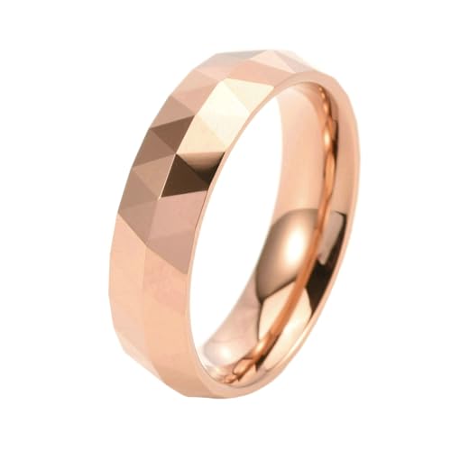 Stfery Wolfram Ringe Herren, 6mm Ringe Roségold Dreieck Rhombus Hochzeitsringe Herren von Stfery