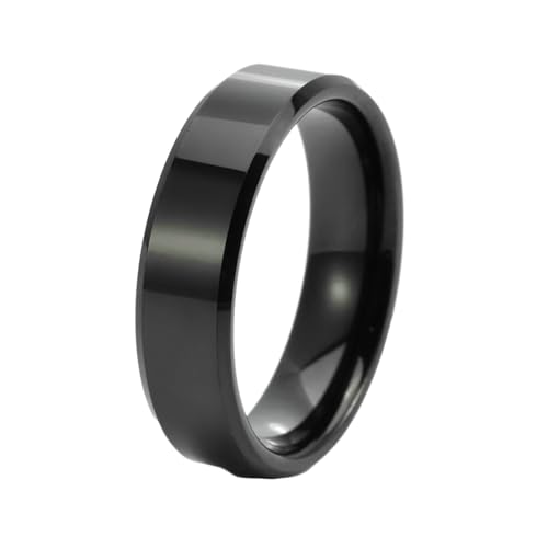 Stfery Wolfram Ringe Herren, 6mm Schwarz Ringe Einfach Verlobungsringe Herren von Stfery