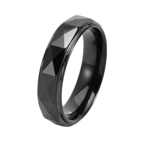 Stfery Wolfram Ringe Herren, 6mm Schwarz Ringe Geometrisch Verlobungsring Herren von Stfery